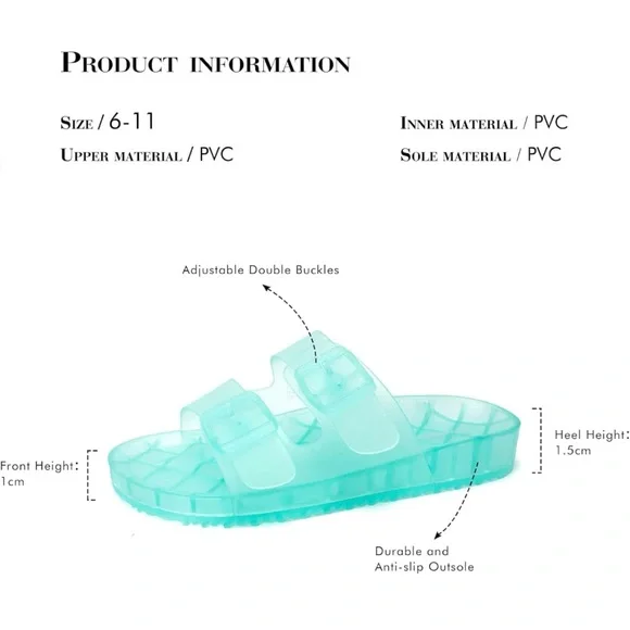 🍉 NWT | NIB • FUNKYMONKEY Women's “Jelly” Sandals • W7 • Aqua/blue - Picture 13 of 16